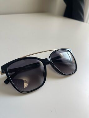 Black Cat-Eye Sunglasses with Gold Brow Bar